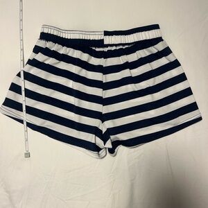 Navy and White Striped Women's Shorts